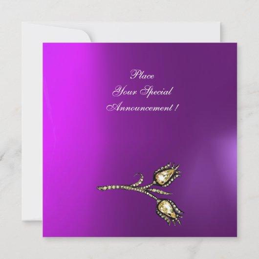 Invitation DIAMONT TULIPS MONOGRAM, Violet violet (Dos)
