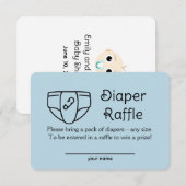 Invitation Diaper Raffle Baby Boy Blue Shower Enclosure Card (Devant / Derrière)
