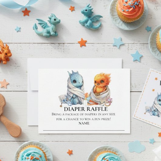 Invitation Diaper Raffle Dragon Phoenix Twins Baby shower