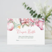 Invitation Diaper Raffle Noël Père Noël Baby shower rose (Debout devant)