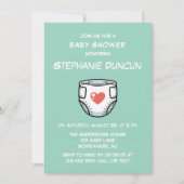 Invitation Diaper With A Red Heart Baby Shower (Devant)