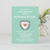 Invitation Diaper With A Red Heart Baby Shower (Debout devant)