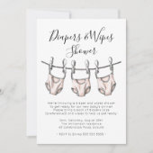 Invitation Diapeurs et Baby showers filles rose pâle (Devant)
