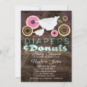 Invitation Diapeurs et beignes Baby shower rustique de la fêt (Devant)