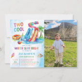 Invitation Diapositive d'eau Deux Cool Photo de fête d'annive (Devant)