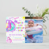 Invitation Diapositive d'eau modifiable Anniversaire Photo In (Debout devant)