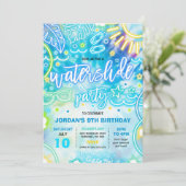 Invitation Diapositive d'eau Pad Anniversaire Fête Tie Dye Gl (Debout devant)
