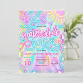 Invitation Diapositive d'eau Pad Anniversaire Fête Tie Dye Gl (Debout devant)