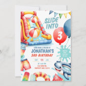 Invitation Diapositive en fête d'anniversaire de trois billar (Devant)