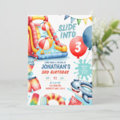 Invitation Diapositive en fête d'anniversaire de trois billar (Debout devant)