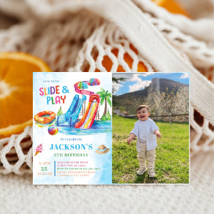 Invitation Diapositive sur l'eau Jouer Anniversaire Photo