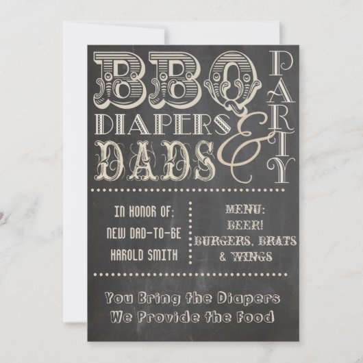 Invitation Diapositives pour barbecue en tableau noir et Baby (Devant)