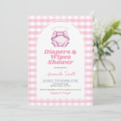 Invitation Diapositives roses et lingettes Baby shower Blush  (Debout devant)