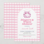 Invitation Diapositives roses et lingettes Baby shower Blush  (Devant / Derrière)
