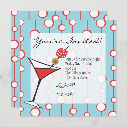 Invitation Dice Martini (Devant / Derrière)