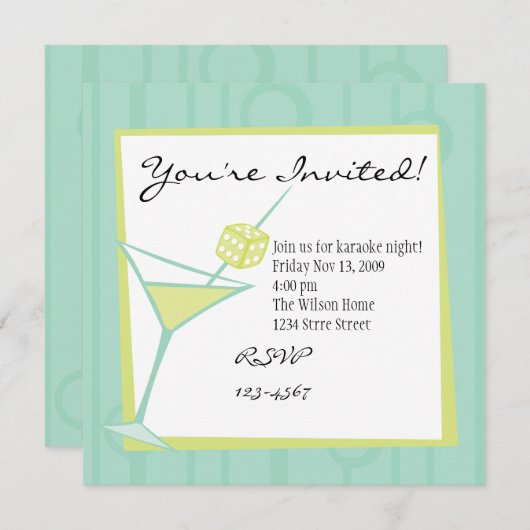 Invitation Dice Martini (Devant / Derrière)