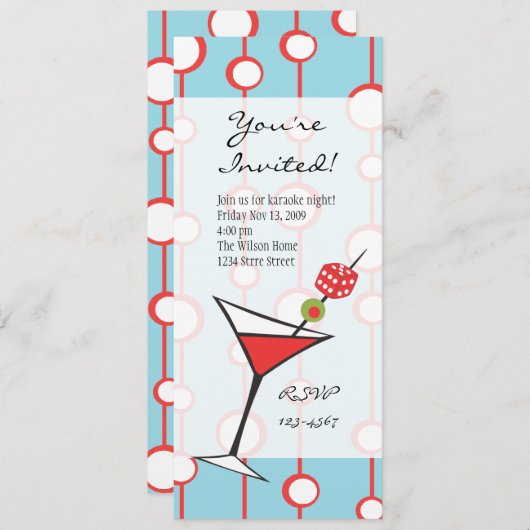 Invitation Dice Martini (Devant / Derrière)