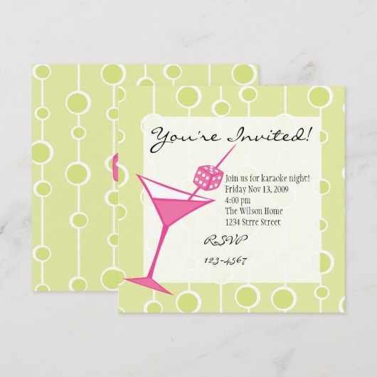 Invitation Dice Martini (Devant / Derrière)