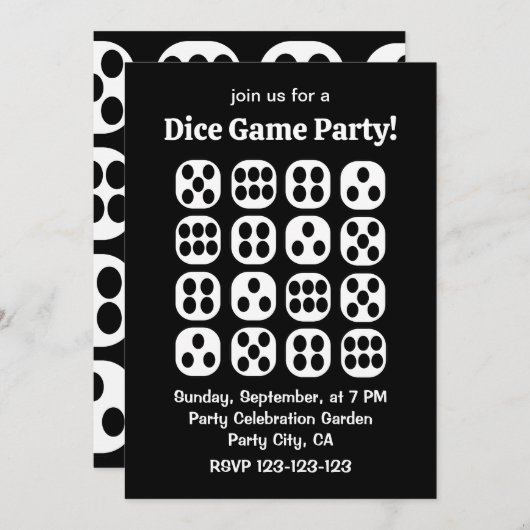 Invitation Dice Roll Game Party (Devant / Derrière)