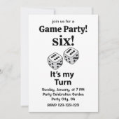 Invitation Dice Rolling Six C'est mon tour Roll Dice (Devant)