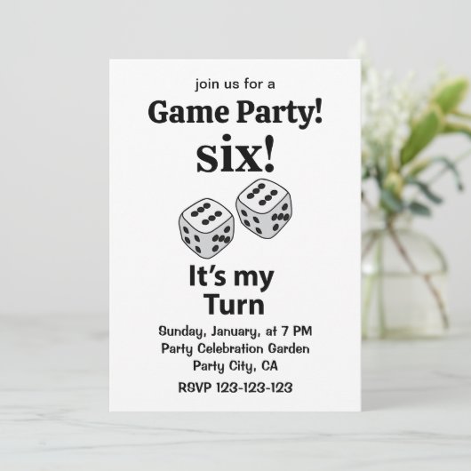 Invitation Dice Rolling Six C'est mon tour Roll Dice (Debout devant)