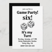 Invitation Dice Rolling Six C'est mon tour Roll Dice (Devant / Derrière)