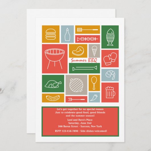 Invitation d'icônes de BBQ (Devant / Derrière)