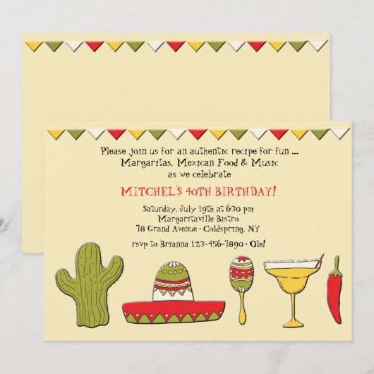 Invitation d'icônes mexicaines (Devant / Derrière)