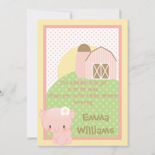 Invitation Diddels Farm Pig Baby shower Invitation-Pink-Blue (Devant)