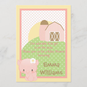 Invitation Diddels Farm Pig Baby shower Invitation-Pink-Blue