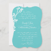 Invitation Die Cut Aqua Wild Flower Branch Mariage (Devant)