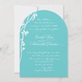 Invitation Die Cut Aqua Wild Flower Branch Mariage (Devant)