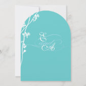 Invitation Die Cut Aqua Wild Flower Branch Mariage (Dos)