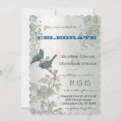 Invitation Die Cut Bluebirds assis dans un Mariage d'arbre (Devant)