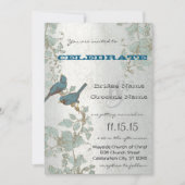 Invitation Die Cut Bluebirds assis dans un Mariage d'arbre (Devant)
