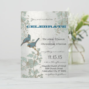 Invitation Die Cut Bluebirds assis dans un Mariage d'arbre