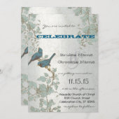 Invitation Die Cut Bluebirds assis dans un Mariage d'arbre (Devant / Derrière)