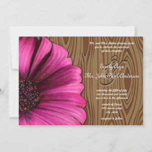 Invitation Die Cut Fuchsia Gerber Daisy Mariage de grains de