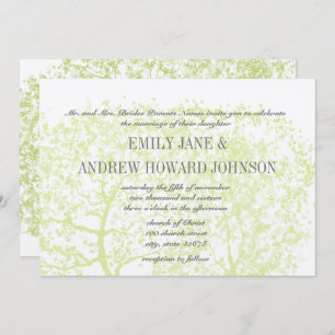 Invitation Die Cut Grey and Green Tree Mariages Personnalisé
