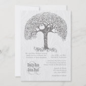 Invitation Die Cut Grey Romantic Tree Inséparable Woodgrain (Devant)