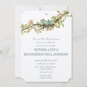 Invitation Die Cut Jaune Turquoise Aqua Blue Bird Wedding Inv (Devant)
