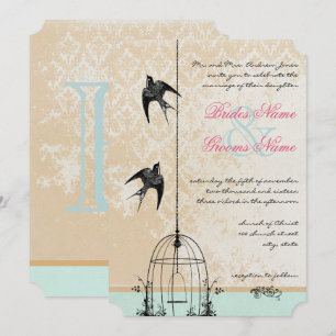 Invitation Die Cut Oiseaux de l'Amour Rustique Cage à Oiseaux