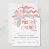 Invitation Die Cut Peachy Rose Grey Marine Mariage de la faun (Devant)