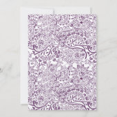 Invitation Die Cut Purple Inséparables Damask Monogrammes Mar (Dos)