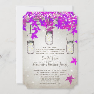Invitation Die Cut Radiant Purple Mason Jar Wedding