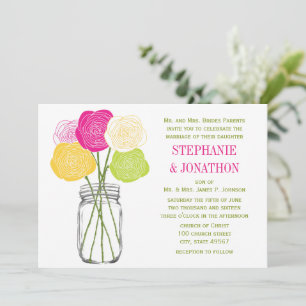 Invitation Die Cut Ranunculus Rose Lime Rose Jaune Mason Jaun