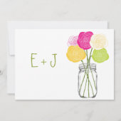 Invitation Die Cut Ranunculus Rose Lime Rose Jaune Mason Jaun (Dos)