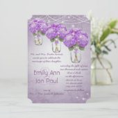 Invitation Die Cut Rayon Purple Mason Jar Mariage (Debout devant)
