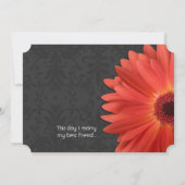 Invitation Die Cut rose orange Gerber Daisy Mariage (Dos)