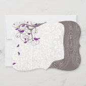 Invitation Die Cut Violet Oiseau Romantique Initiales dans le (Dos)